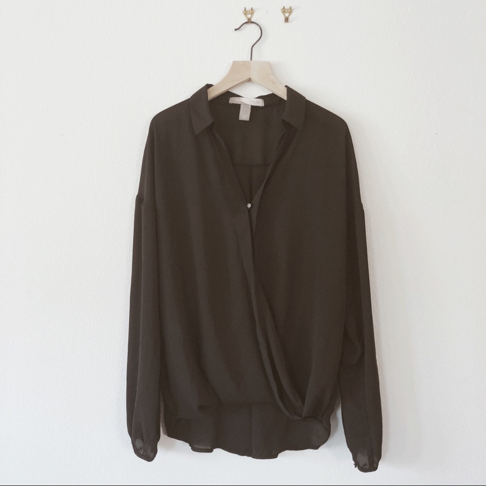Elegant Draped Crossover Blouse
